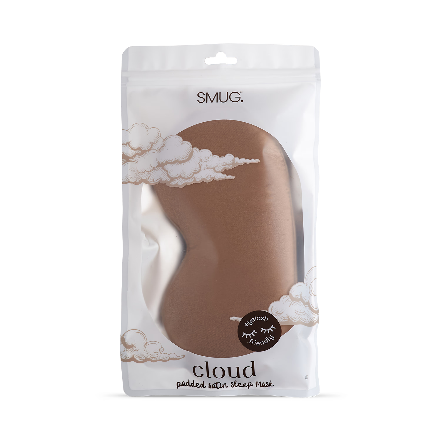 Smug Cloud padded satin sleep mask Mocha, UK version