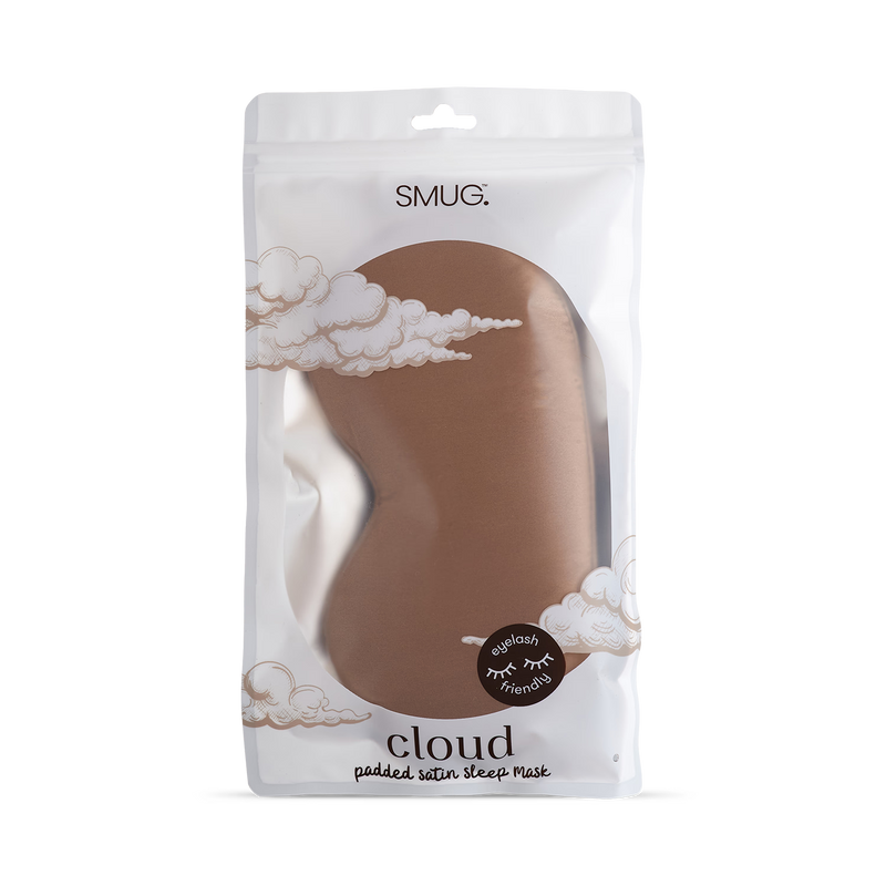 Smug Cloud padded satin sleep mask Mocha, UK version