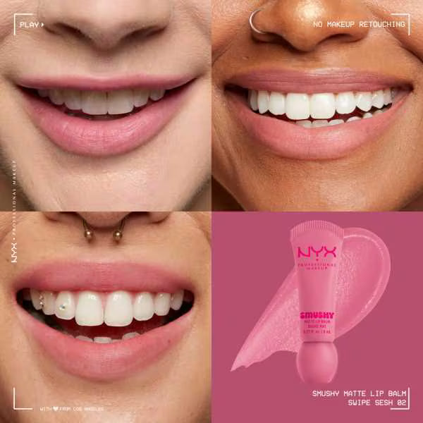 NYX Professional Makeup Smushy Matte Lip Balm Swipe Sesh, imported from the UK