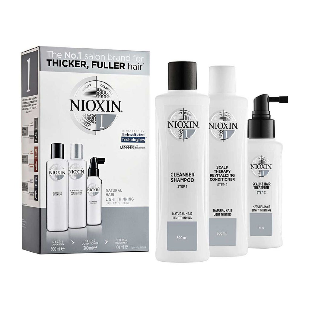 NIOXIN 3-part System 1 Loyalty Kit for Natural Hair with Light Thinning