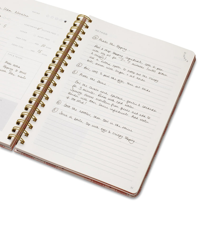 Papier recipe journal gingham pattern, imported from the UK