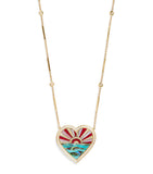 Jacquie Aiche yellow gold diamond turquoise pearl heart necklace (British brand)
