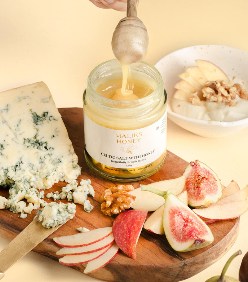Malik's Honey Celtic Salt With Honey 227g, imported from the UK
