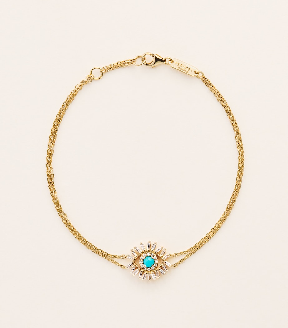 Suzanne Kalan evil eye bracelet yellow gold diamond turquoise, UK version