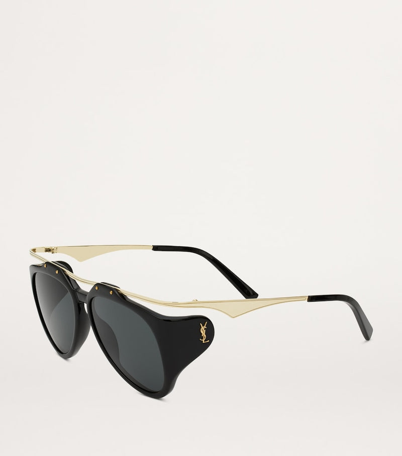 Saint Laurent Amelia Aviator sunglasses in metal and acetate - British product