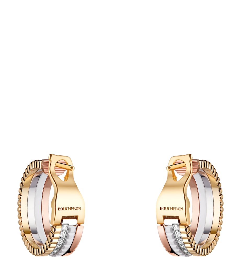Boucheron Quatre hoop earrings mixed gold and diamond, imported from the UK