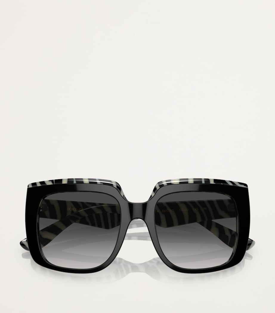 Dolce&Gabbana acetate square sunglasses with zebra tortoiseshell finish, imported from the UK
