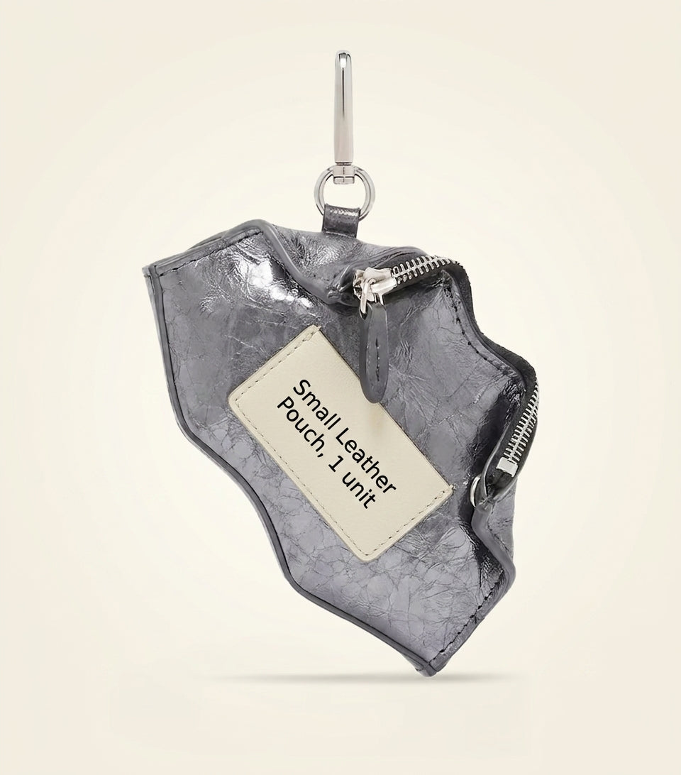 McQueen bag charm cracked metallic leather (British brand)