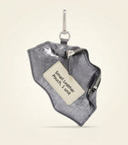 McQueen bag charm cracked metallic leather (British brand)
