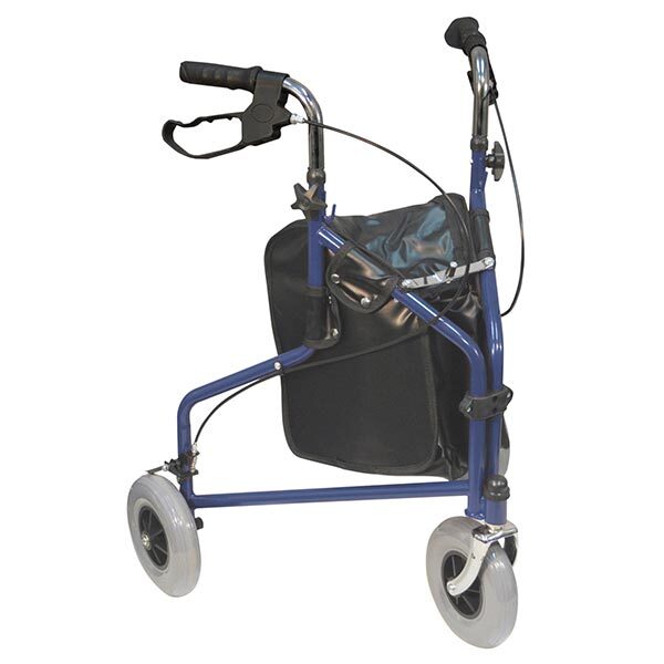 Aidapt Three Wheeled Steel Walker in Blue with Bag GOODS Superdrug   