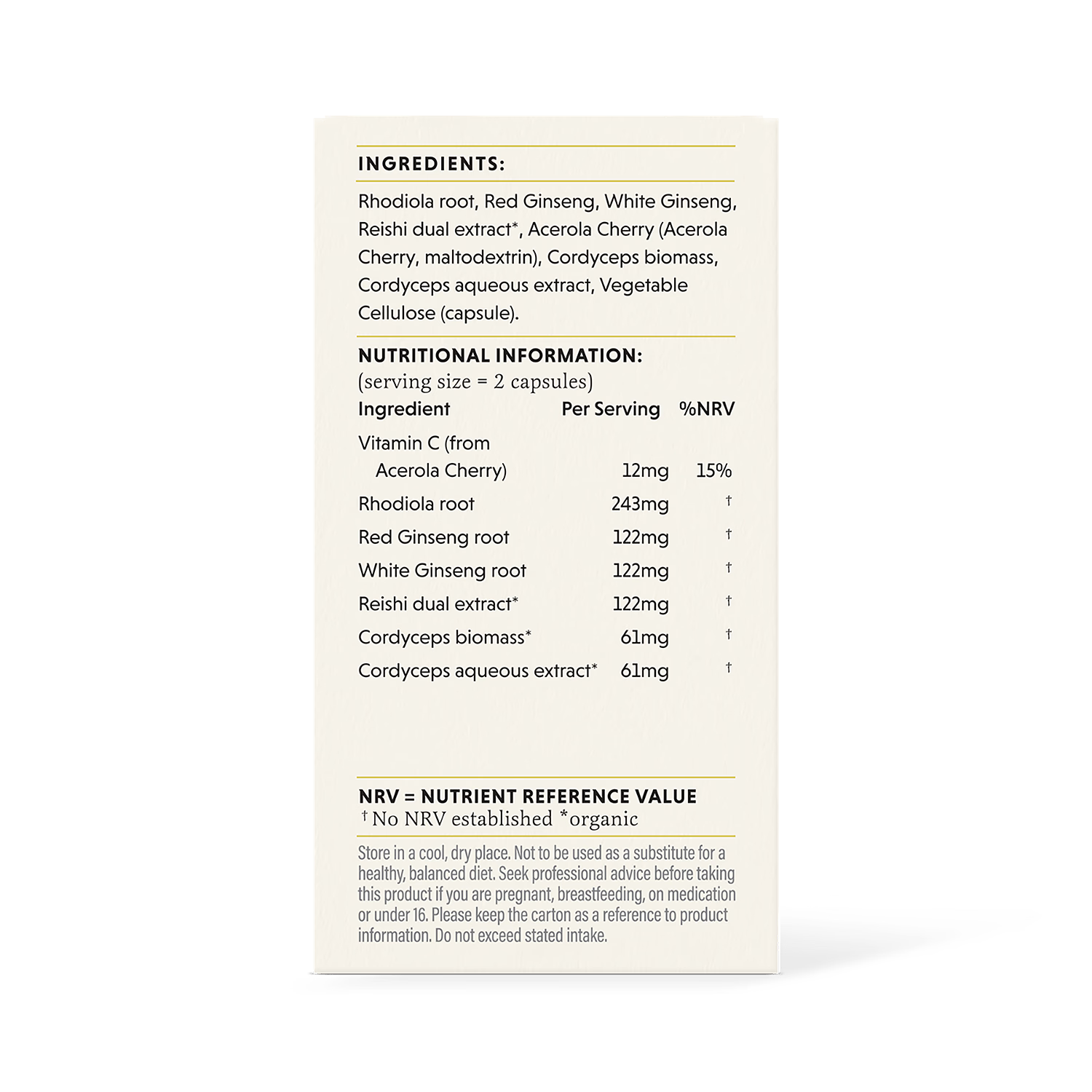 The Herbtender Perform & Recover Cordyceps Ginseng 60 capsules - British product