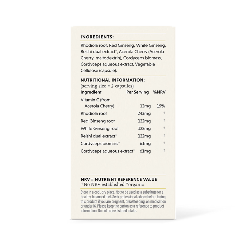 The Herbtender Perform & Recover Cordyceps Ginseng 60 capsules - British product