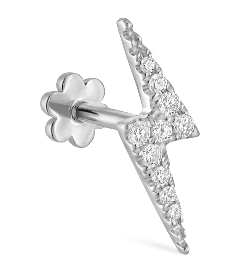 Maria Tash diamond lightning bolt stud earring 11mm, UK version