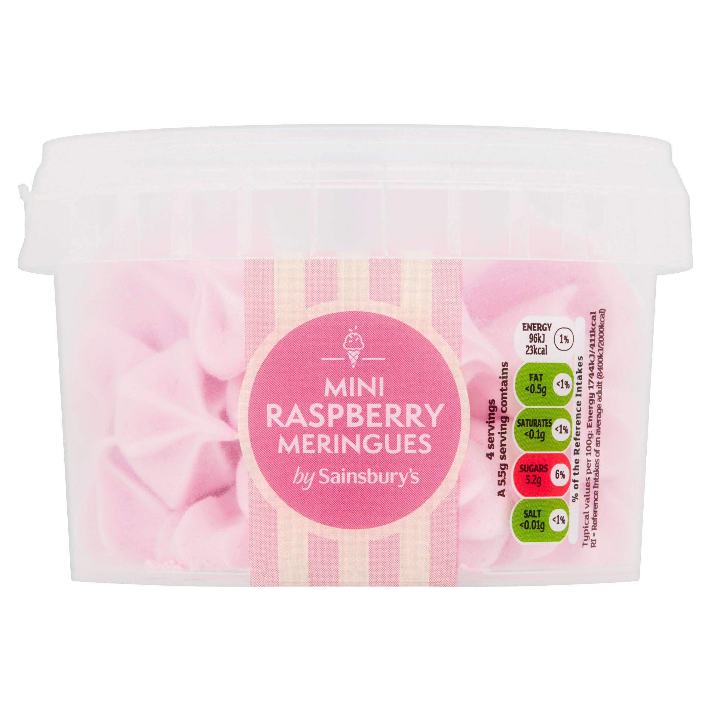 Sainsbury's Mini Raspberry Meringues 22g Decorations toppings & fillings Sainsburys   