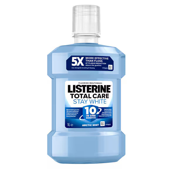 Listerine Total Care Stay White mouthwash 1L, UK version