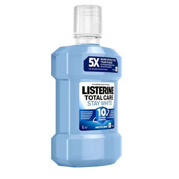 Listerine Total Care Stay White mouthwash 1L, UK version