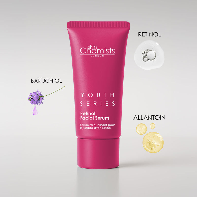 skinChemists Retinol Bakuchiol Facial Serum 30ml, imported from the UK