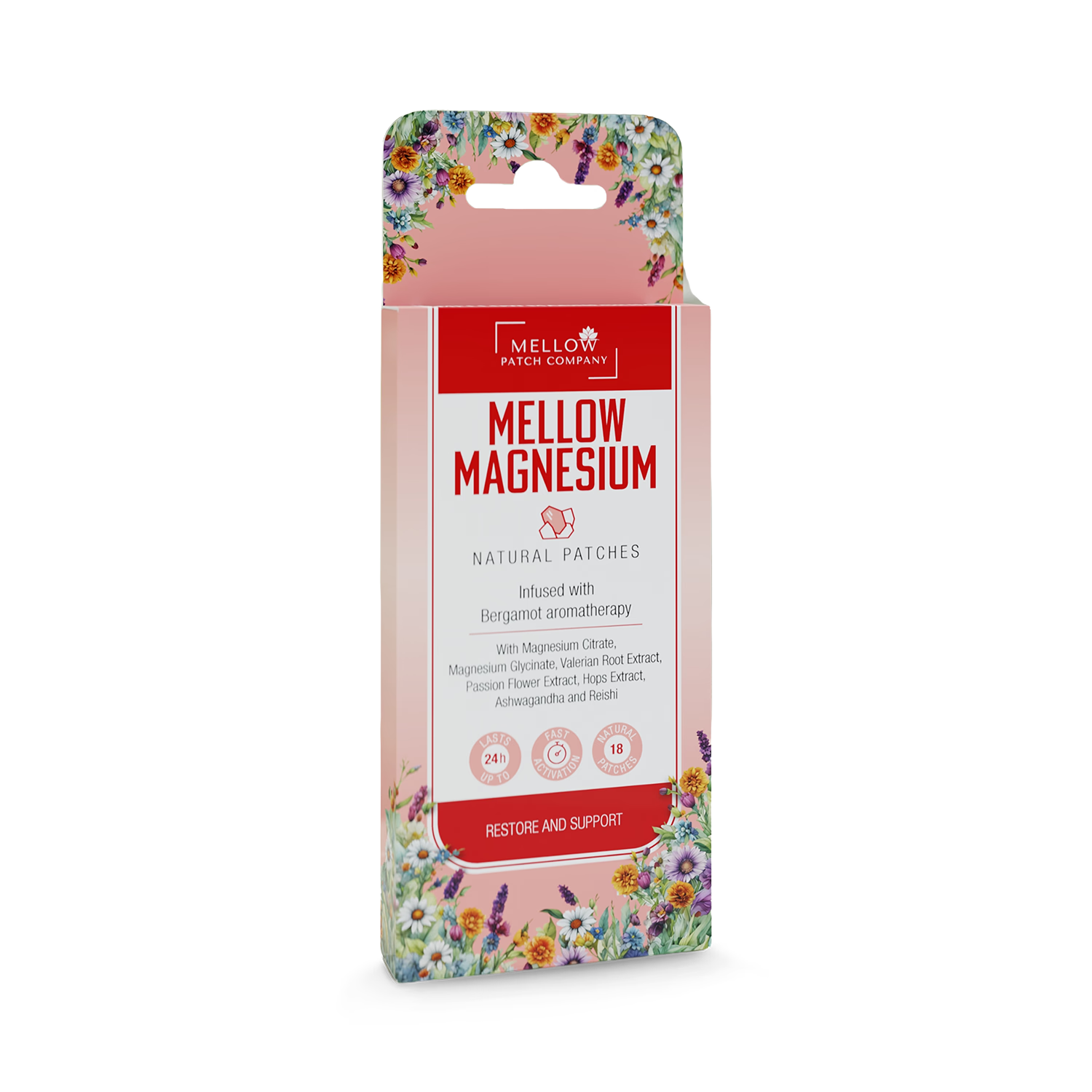 Mellow Patch Company natural topical patch Mellow Magnesium 18 piece, imported from the UK