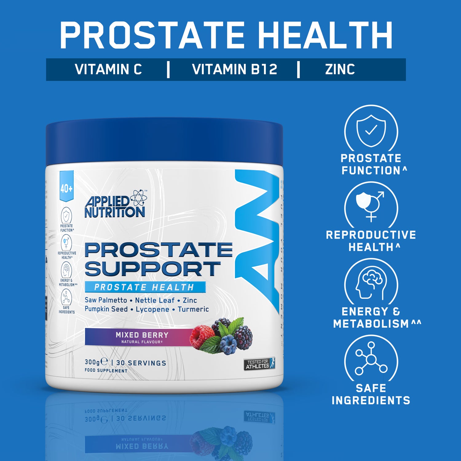 Applied Nutrition prostate support powder Mixed Berry 300g, UK version