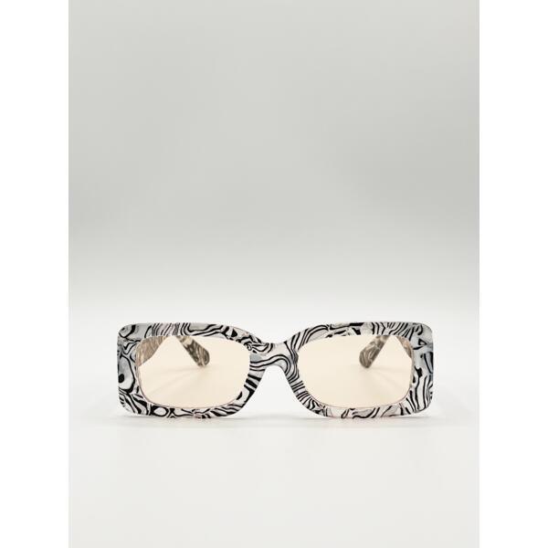SVNX zebra print square frame sunglasses pink lenses (British brand)