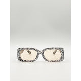 SVNX zebra print square frame sunglasses pink lenses (British brand)