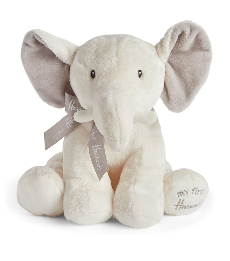 Plush Soft Toy Bear with Golden Thread Detailing and Satin Bow