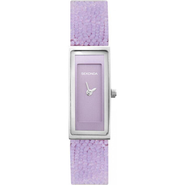 Sekonda Purple Ladies Pastel Rocks Watch with leather strap (British brand)
