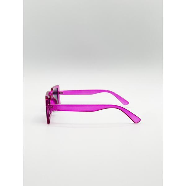 SVNX square frame sunglasses hot pink black lens - British product