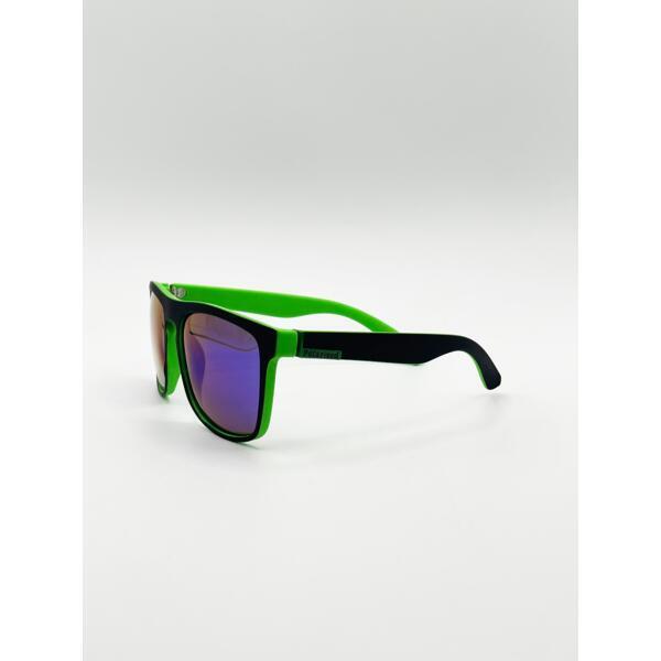 SVNX matte black wayfarer sunglasses blue mirrored lens - British product