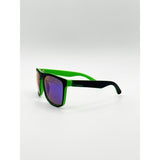 SVNX matte black wayfarer sunglasses blue mirrored lens - British product