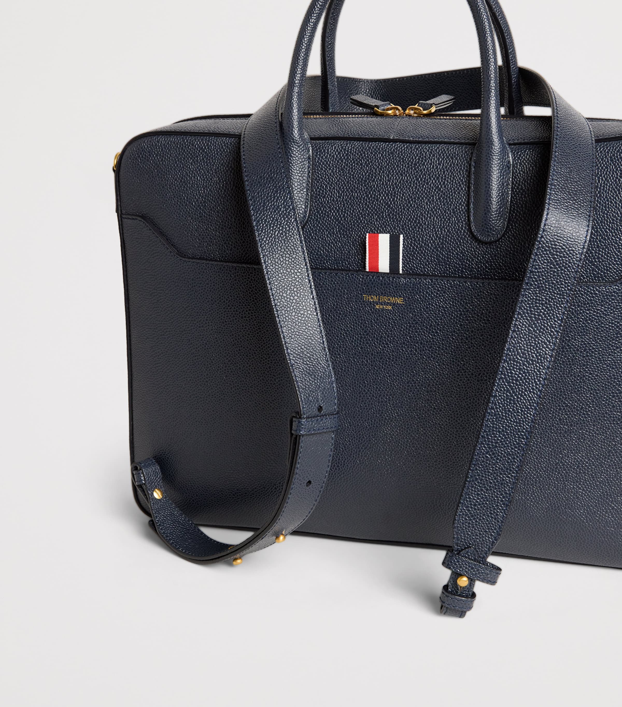 Thom Browne grey leather business bag, imported from the UK