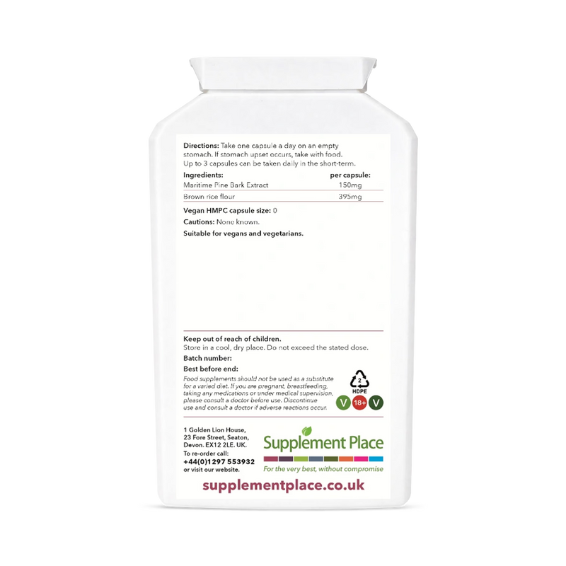 Supplement Place Maritime Pine Bark Extract 150mg capsules (British brand)