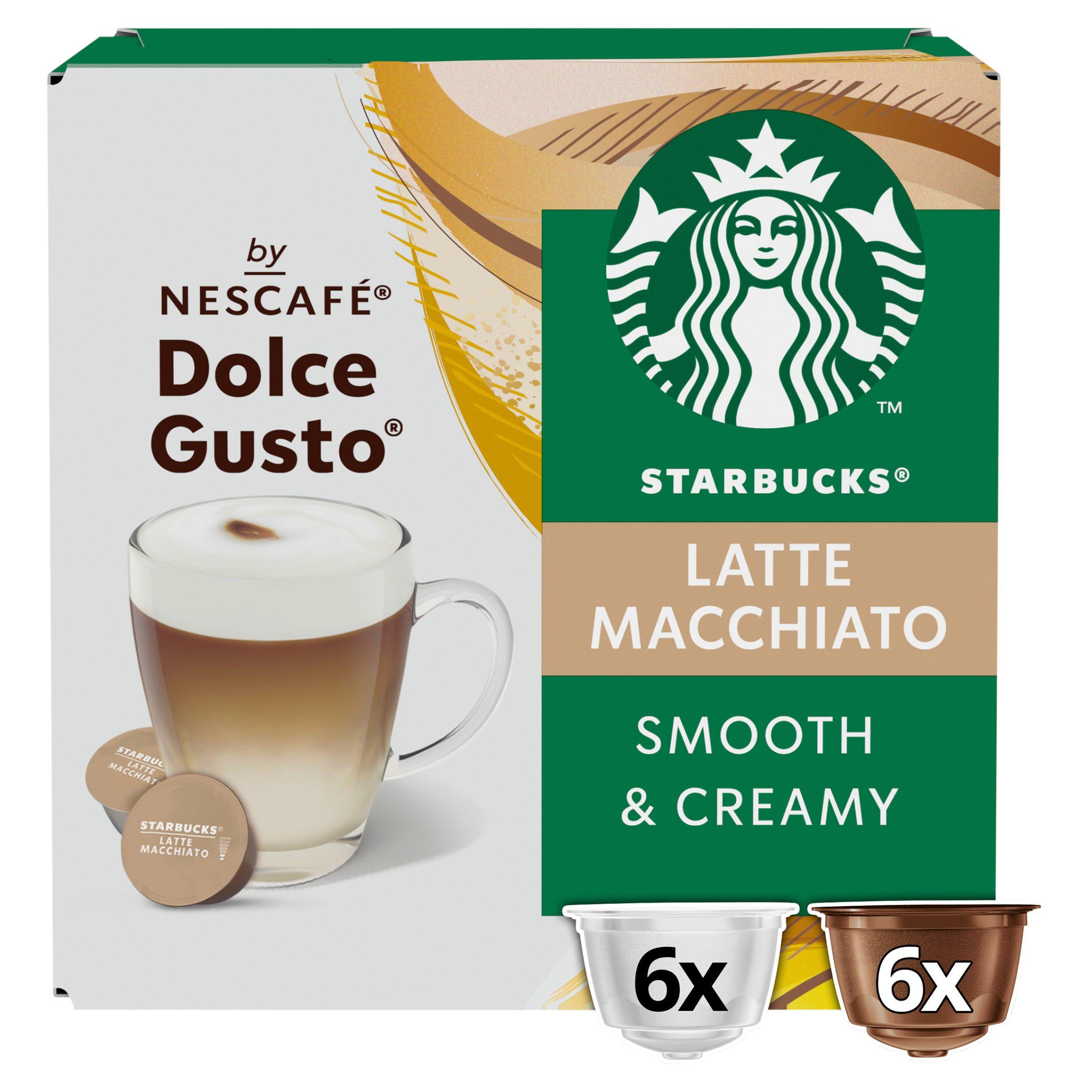 Starbucks by Nescafé Dolce Gusto Latte Macchiato Coffee x12 Pods, 6 Drinks All coffee Sainsburys   