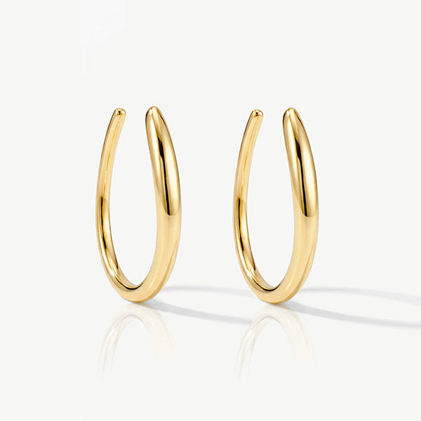 MUCHV gold pull-through hoop earrings 1cm (British brand)