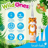 Brush Baby WildOnes Tiger Kids Electric Toothbrush Gift Set - British product