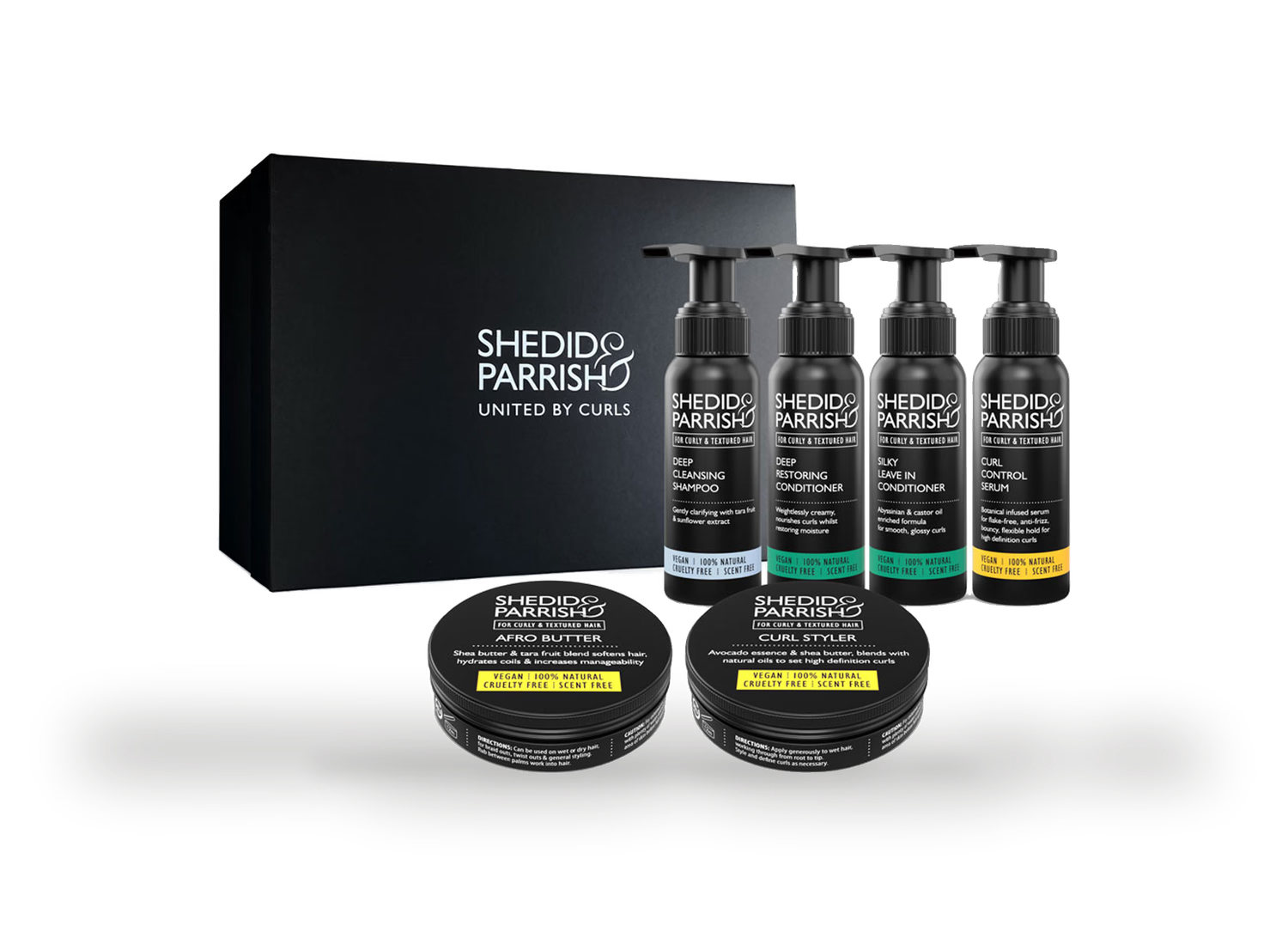 Shedid & Parrish travel gift set for curly hair care, imported from the UK