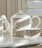 O.W. London Loop teapot printed pattern hand-painted rims, imported from the UK