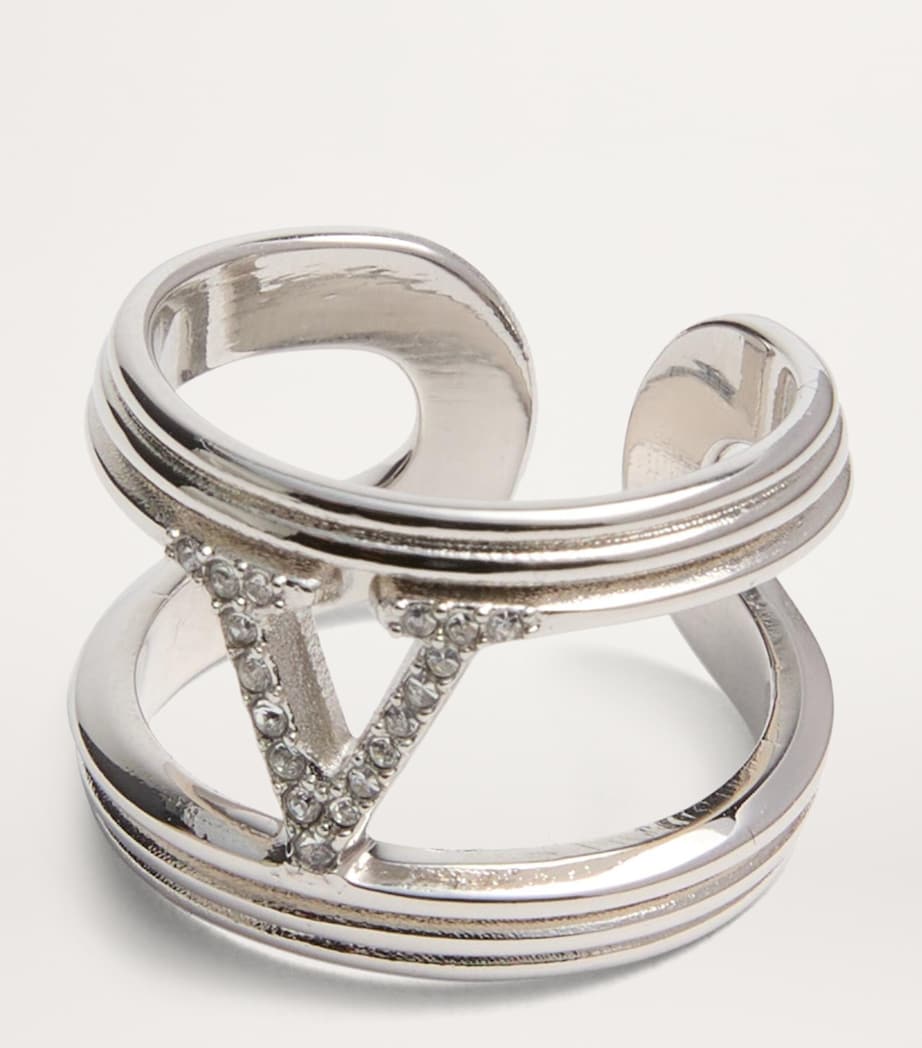 Valentino Garavani crystal VLogo ring brass (British brand)