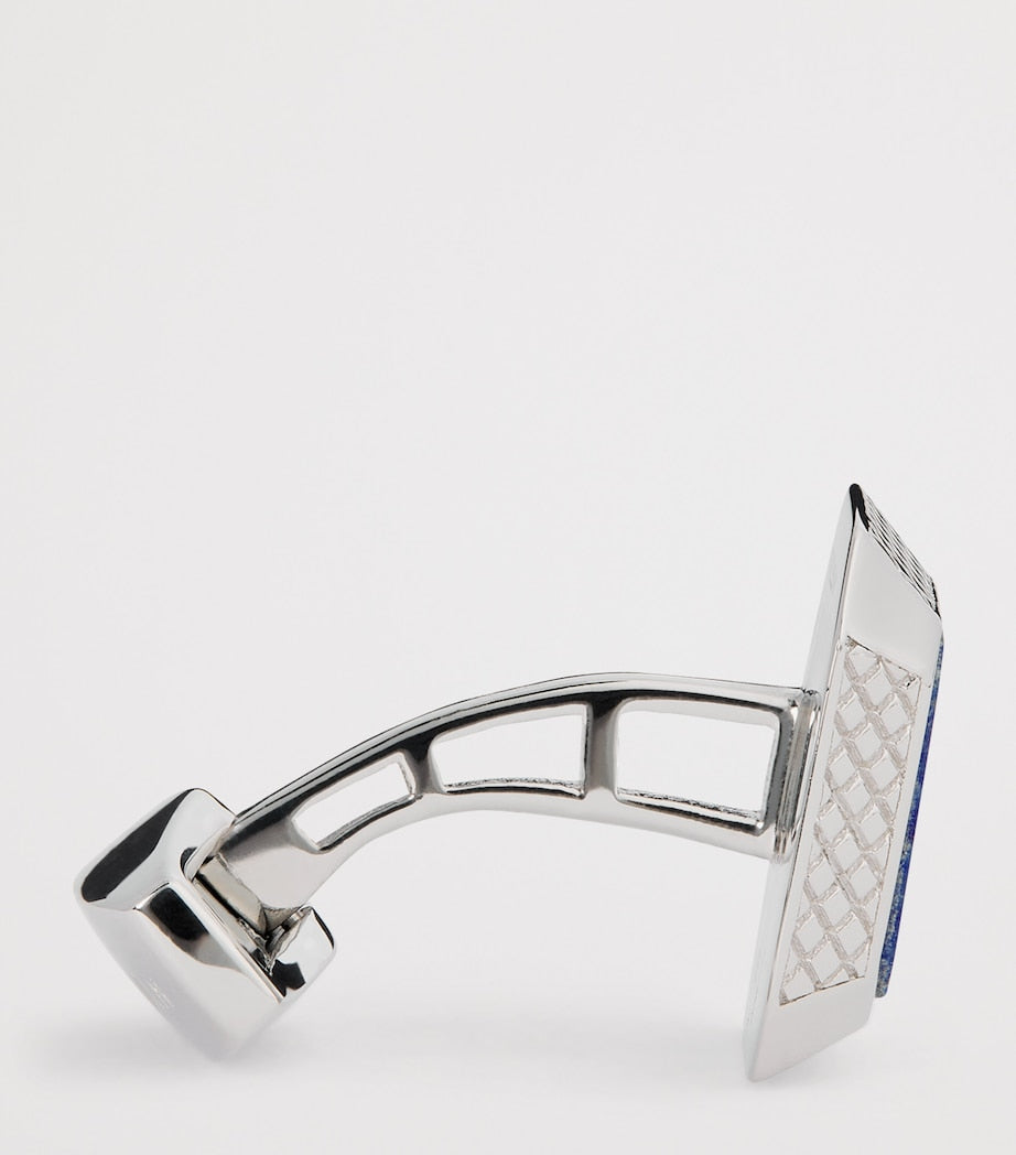 Tateossian sterling silver and lapis cufflinks, imported from the UK