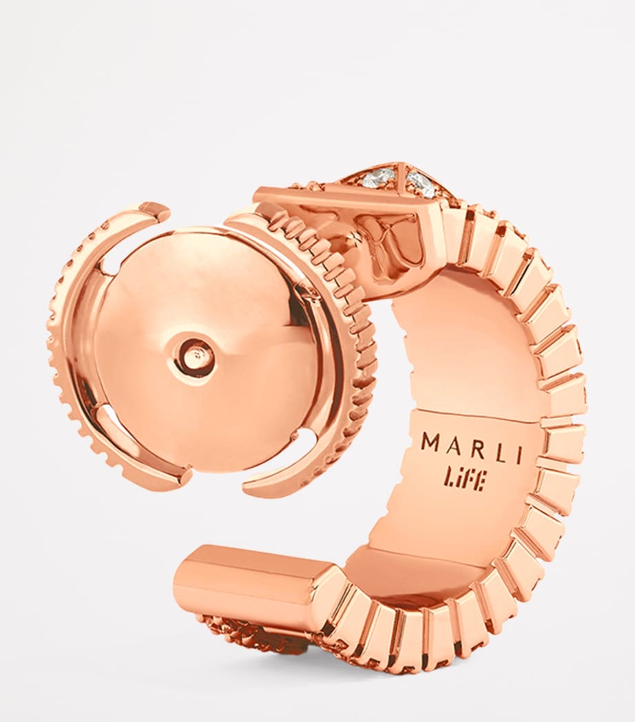 MARLI New York mini rose gold diamond hoop earrings - British product