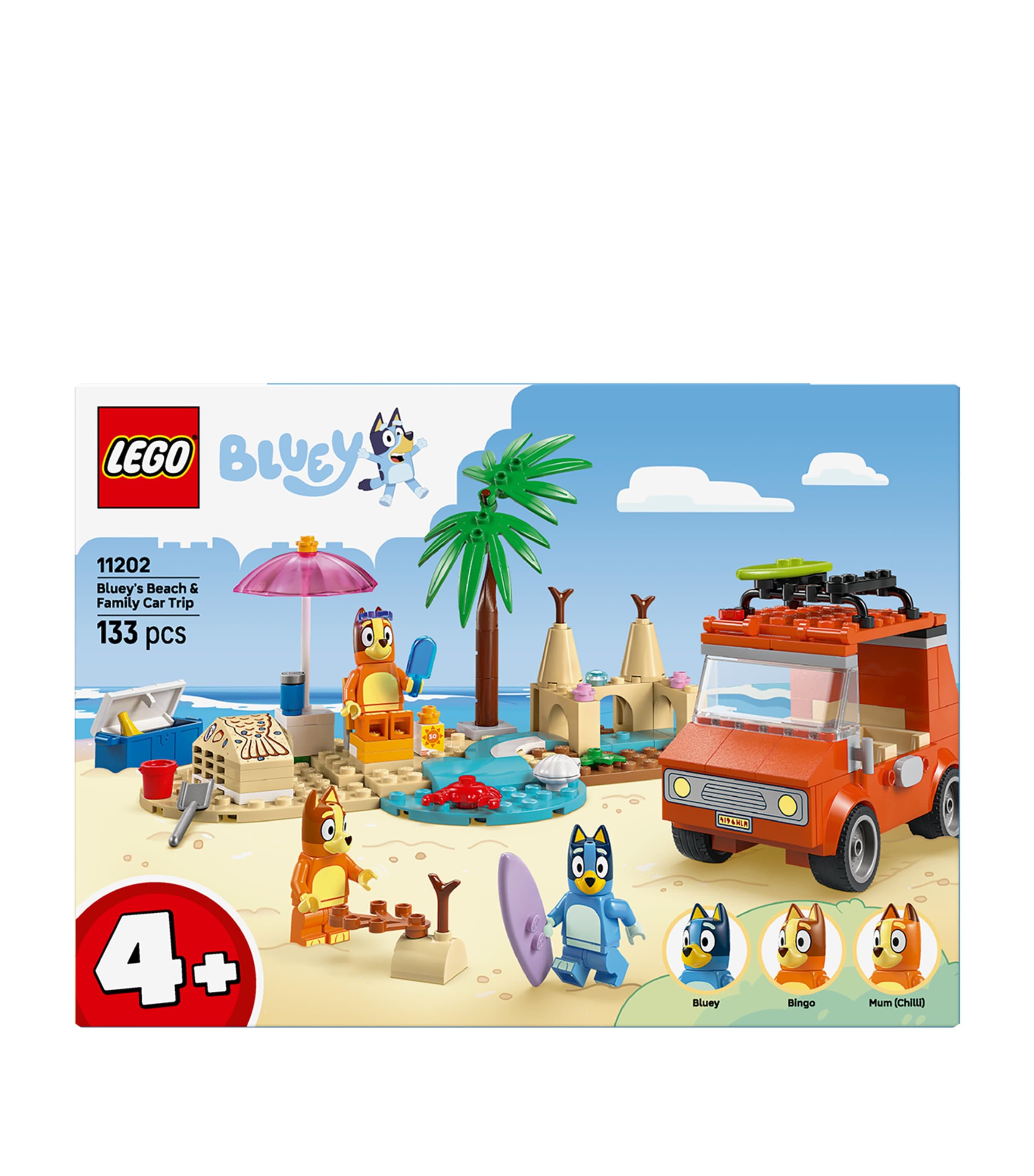 LEGO Bluey's Beach and Family Car Trip building set, UK version