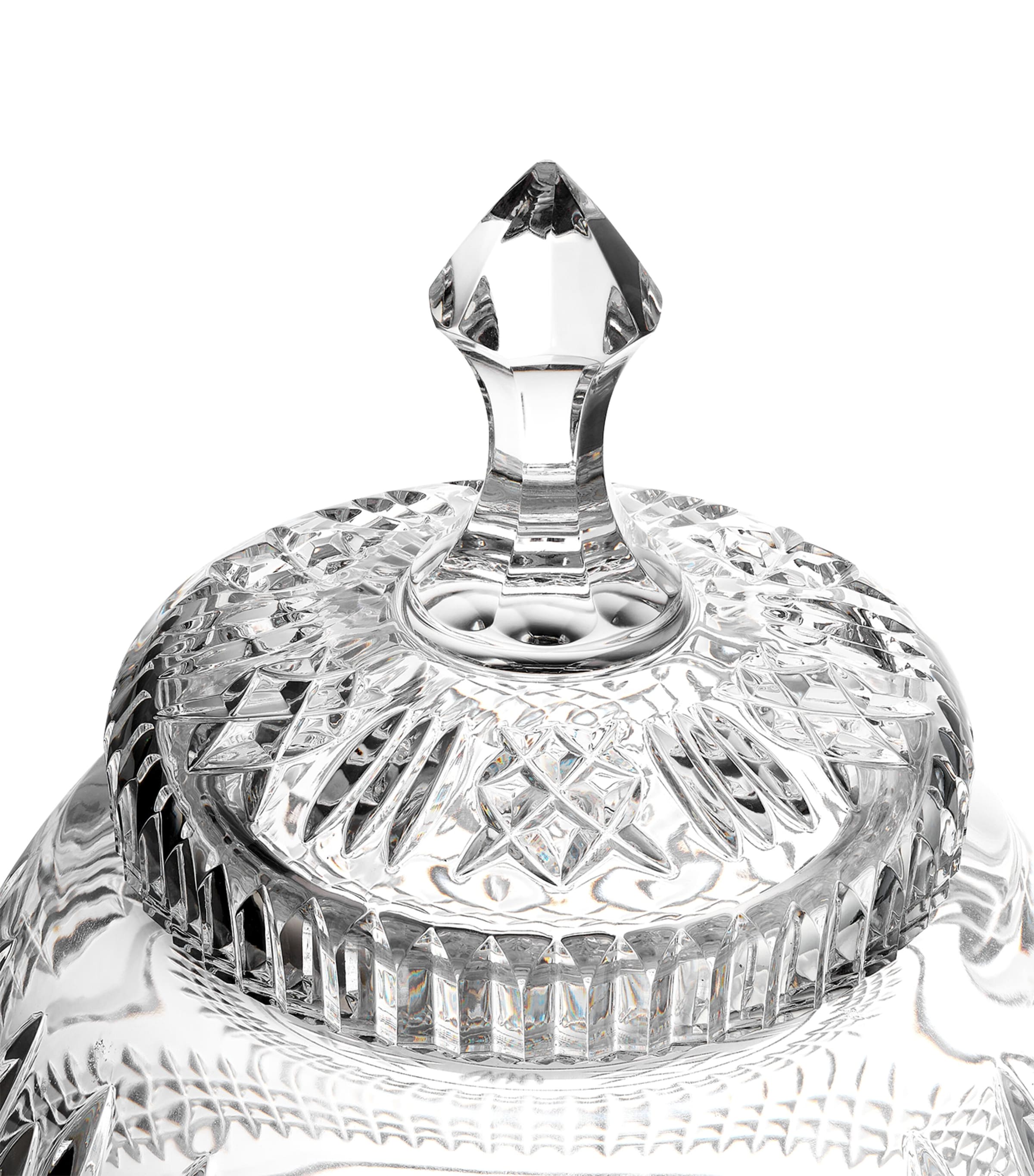Waterford Crystal Mastercraft cookie jar with intricate pattern, 33.5cm height (British brand)