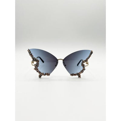 Superdrug SVNX Butterfly Lens with Crystal Detail in Blue Sunglasses- Buy online at McGrocer