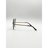 SVNX butterfly sunglasses blue crystal detail gold metal frame, imported from the UK