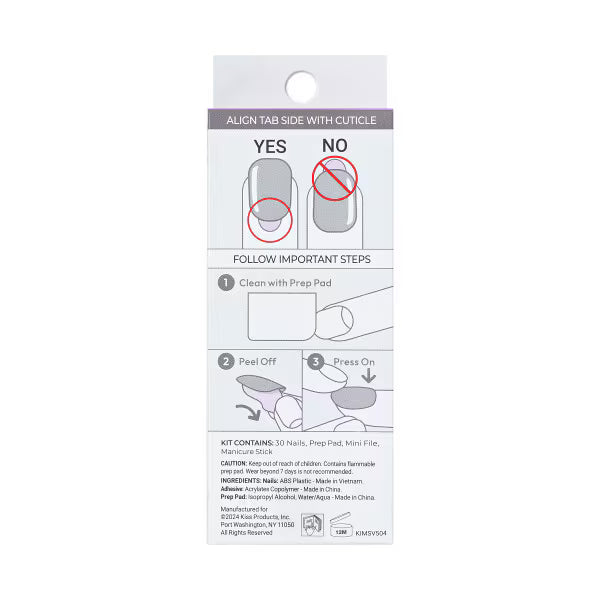 Kiss press on nails Snooze 30 pack, imported from the UK