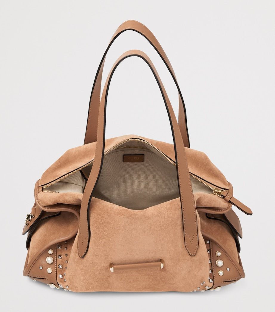 Jimmy Choo suede bar holdall bag 22x35x16cm, imported from the UK