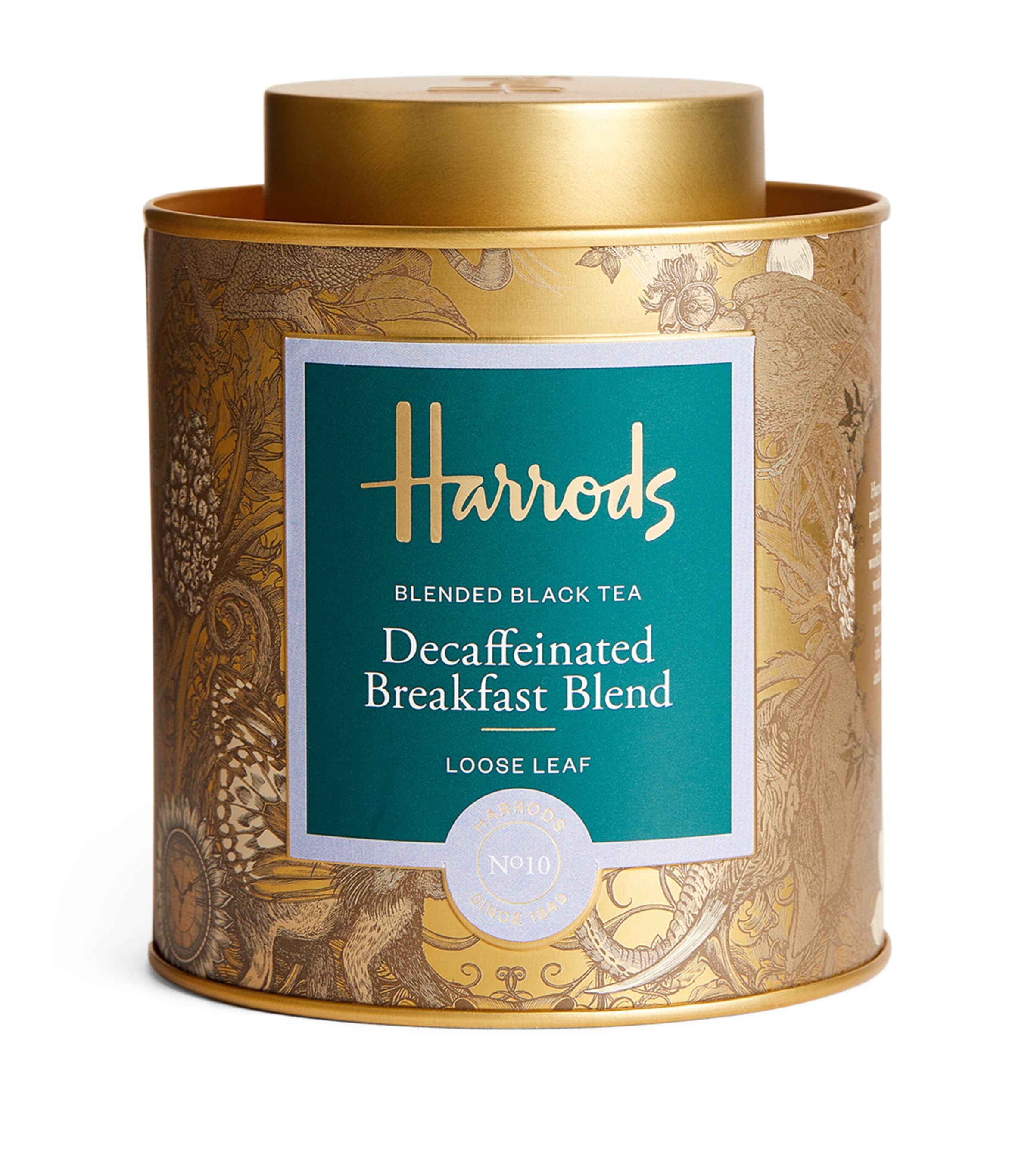 Harrods No.10 Decaffeinated Breakfast loose leaf tea 125g, UK version