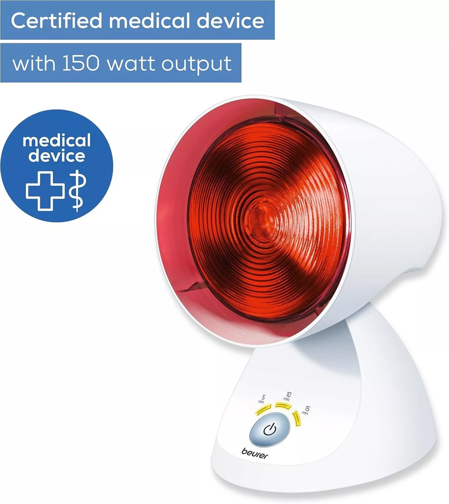 Beurer IL35 white infrared lamp with digital timer, imported from the UK