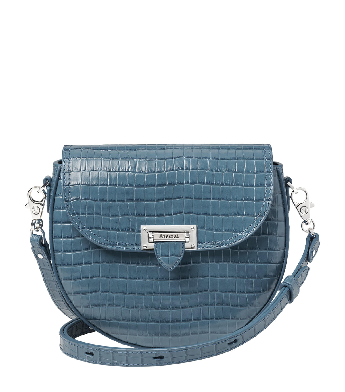 Aspinal of London Portobello croc-embossed leather cross-body bag, imported from the UK