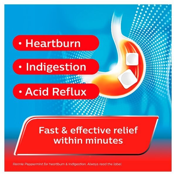 Rennie Peppermint Heartburn & Indigestion Relief 72 Tablets GOODS Superdrug   